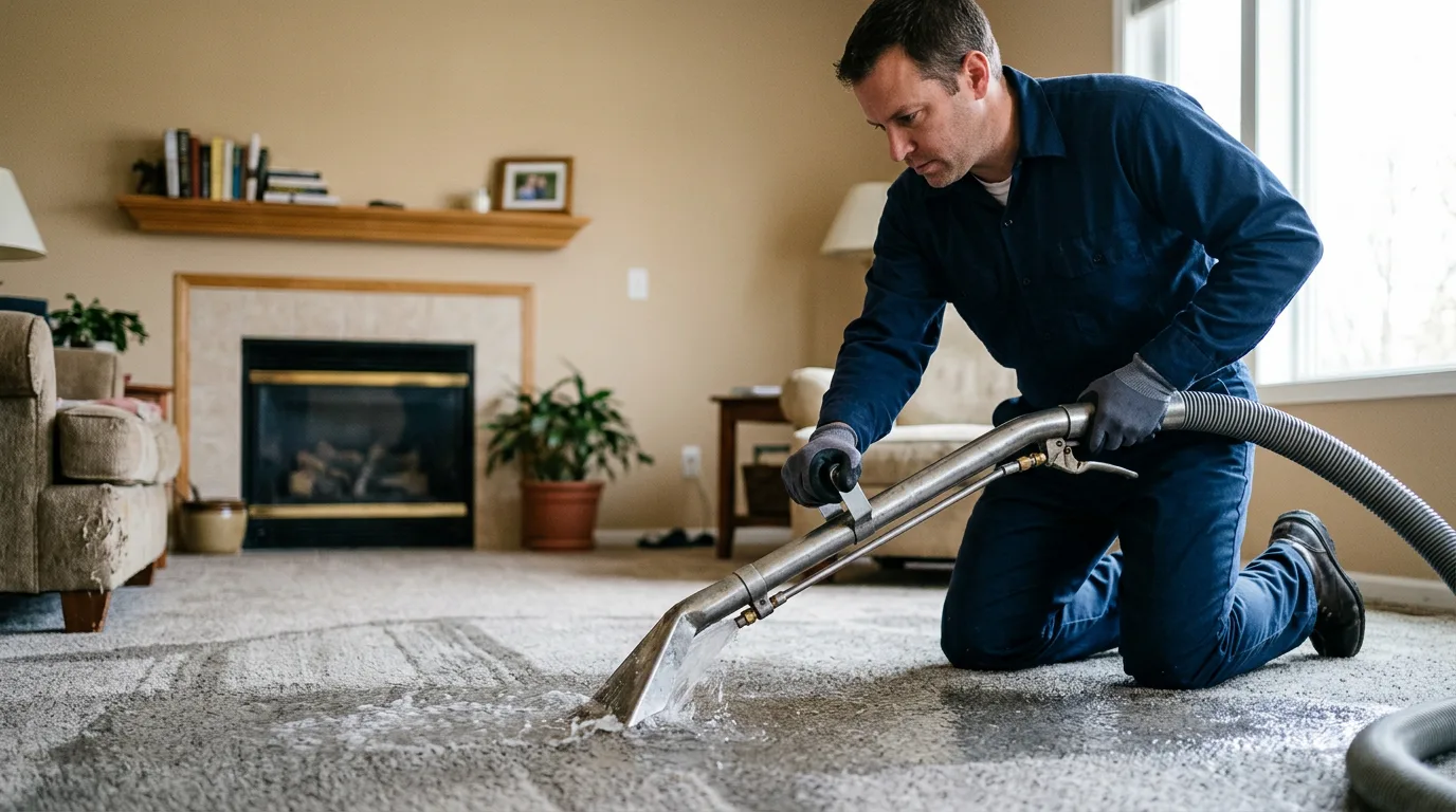 Water damage restoration technician working near Short Hills, NJ